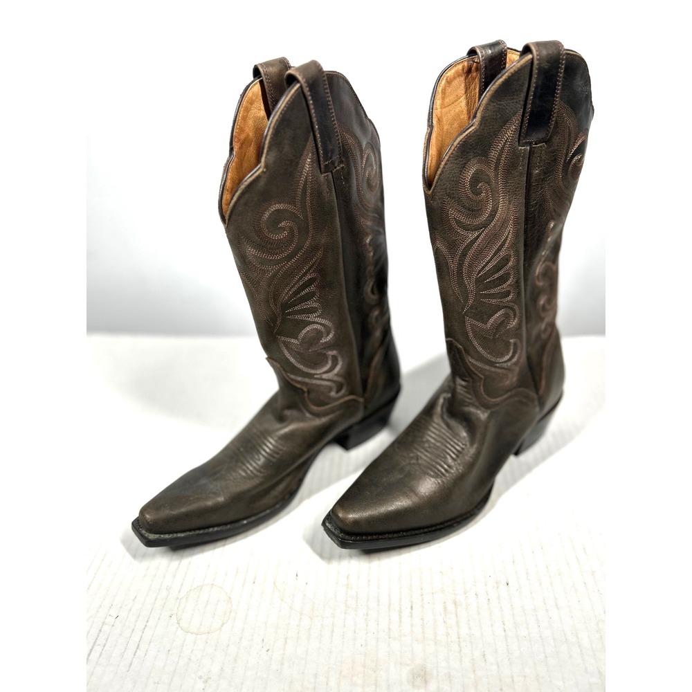 J.B. Dillon Western Boots Mens 8 B Brown Leather Snip Toe Cowboy Rodeo Nashville